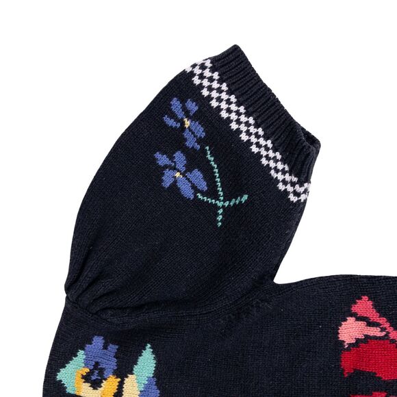 Vintage Susan Bristol Floral Checker Knit Cardigan Sweater S 90s Short Sleeve - Picture 5 of 6